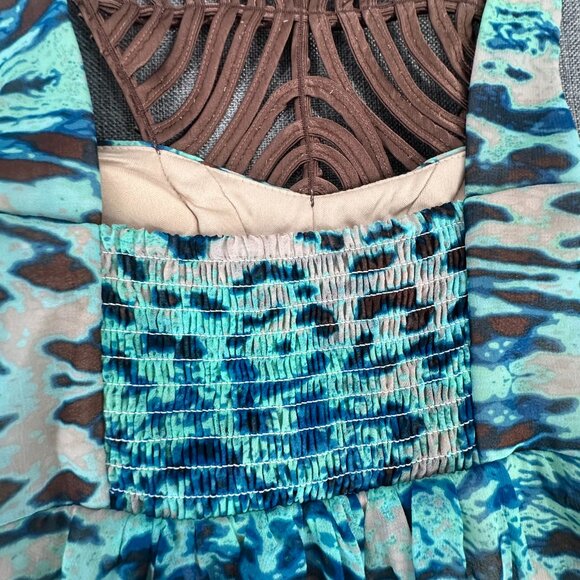Boston Proper Halter Top Figure Flattering Animal Print Lined Padded Turquoise B - Picture 12 of 16